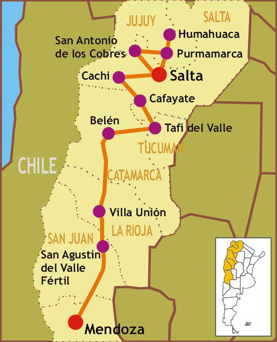 Mietwagenreise Cuyo Region Salta Mendoza napur tours