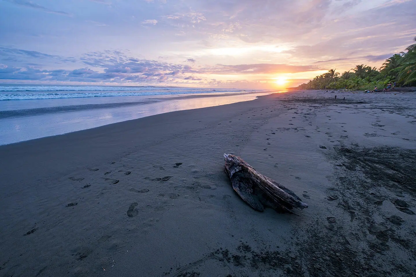 Ein schöner Strand an der Pazifikküste von Costa Rica, unter einem blauen Himmel mit vereinzelten Wolken.